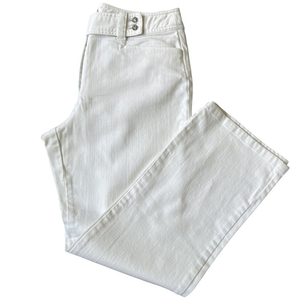 Talbots Womens 12P Winter White Boot Cut Gentle Stretch Pants Clean Girl Jeans - Picture 3 of 13